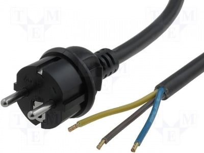 Захранващ кабел S2-3/25/1.8BK  Кабел; CEE 7/7 (E/F) щепсел, кабели; 1,8m; черен; PVC; 3x2,5mm2